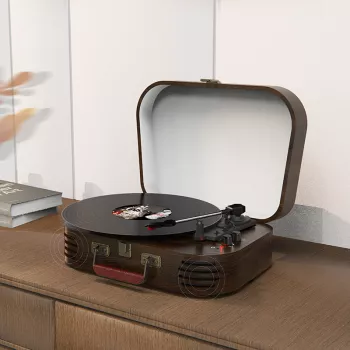 Vintage 3-Speed Bluetooth Record Player: RCA, USB & AUX